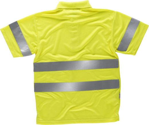Hochsichtbares kurzärmeliges Poloshirt mit reflektierenden Bändern am Oberkörper und an den Ärmeln EN ISO 20471: 2013 Yellow AV
