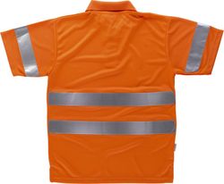 Hochsichtbares kurzärmeliges Poloshirt mit reflektierenden Bändern am Oberkörper und an den Ärmeln EN ISO 20471: 2013 Orange AV