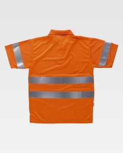 Hochsichtbares kurzärmeliges Poloshirt mit reflektierenden Bändern am Oberkörper und an den Ärmeln EN ISO 20471: 2013 Orange AV