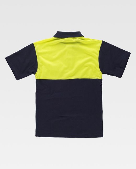 Kurzärmliges Poloshirt mit kombinierter Passe, Brusttasche Navy Yellow AV