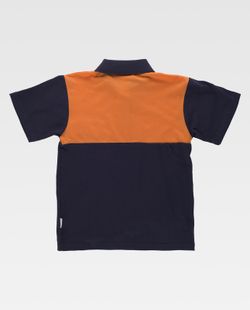 Kurzärmliges Poloshirt mit kombinierter Passe, Brusttasche Navy Orange AV