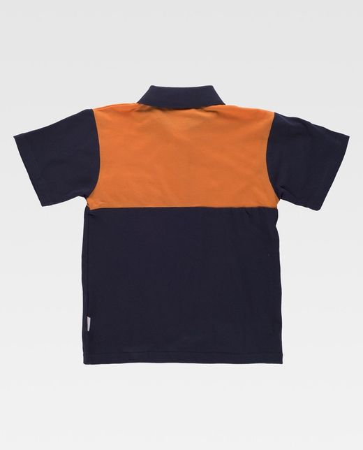 Kurzärmliges Poloshirt mit kombinierter Passe, Brusttasche Navy Orange AV