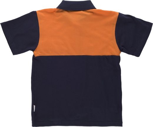 Kurzärmliges Poloshirt mit kombinierter Passe, Brusttasche Navy Orange AV