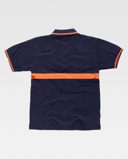 Kurzärmliges Poloshirt mit kontrastierendem Streifen Navy Orange AV