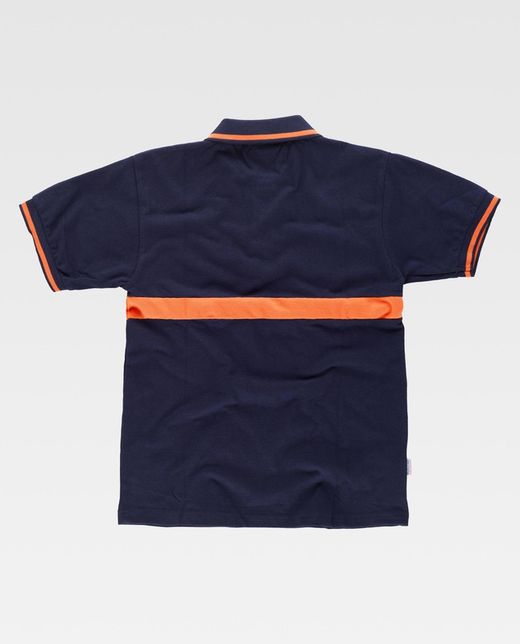 Kurzärmliges Poloshirt mit kontrastierendem Streifen Navy Orange AV