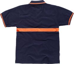Kurzärmliges Poloshirt mit kontrastierendem Streifen Navy Orange AV
