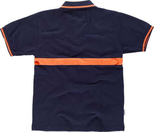 Kurzärmliges Poloshirt mit kontrastierendem Streifen Navy Orange AV