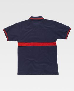 Kurzärmliges Poloshirt mit kontrastierendem Streifen Navy Red AV