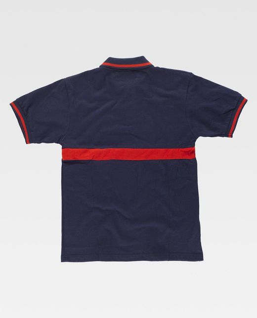 Kurzärmliges Poloshirt mit kontrastierendem Streifen Navy Red AV