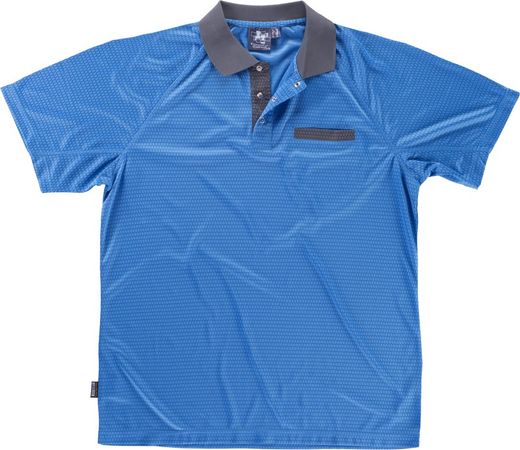 Polo elastica a maniche corte, combinato grigio azzurro