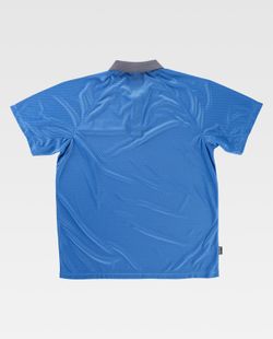 Kurzärmeliges elastisches Polo, kombiniert Hellblau Grau