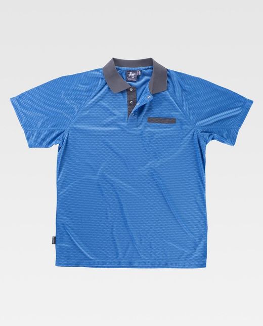Kurzärmeliges elastisches Polo, kombiniert Hellblau Grau