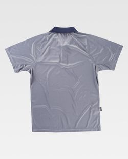 Kurzärmeliges elastisches Polo, kombinierte hellgraue Marine