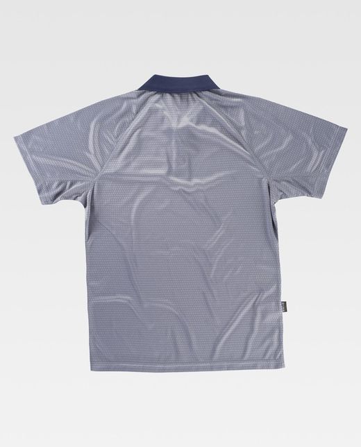 Kurzärmeliges elastisches Polo, kombinierte hellgraue Marine