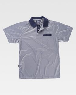 Kurzärmeliges elastisches Polo, kombinierte hellgraue Marine