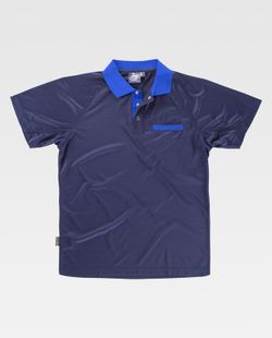 Polo a maniche corte elastica, combinato blu navy