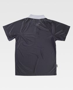 Kurzärmeliges elastisches Polo, kombiniert Schwarz-Hellgrau
