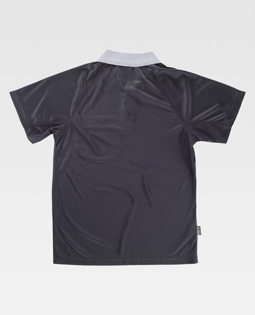 Kurzärmeliges elastisches Polo, kombiniert Schwarz-Hellgrau