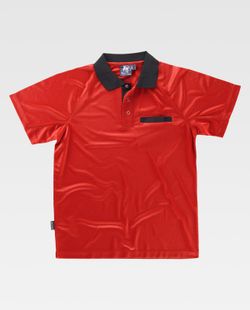 Kurzärmeliges elastisches Polo, kombiniert Rot Schwarz