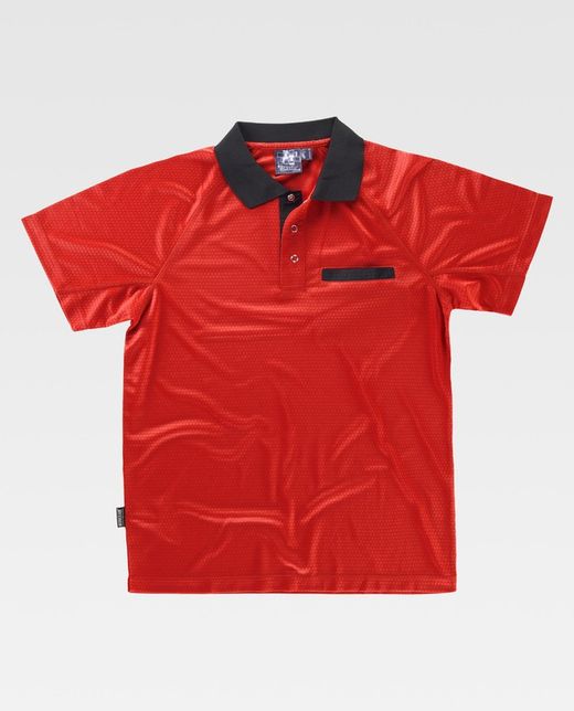 Kurzärmeliges elastisches Polo, kombiniert Rot Schwarz