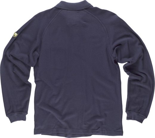 Langärmliges Poloshirt, 60% Modacryl 39% Baumwolle 1% antistatische Faser Navy
