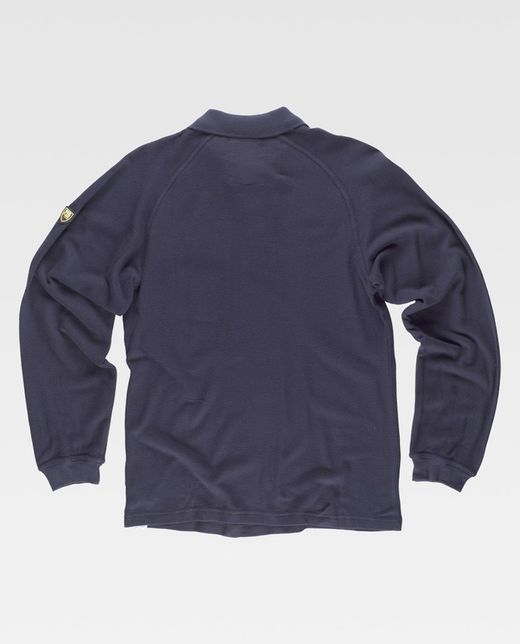 Langärmliges Poloshirt, 60% Modacryl 39% Baumwolle 1% antistatische Faser Navy