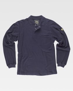 Langärmliges Poloshirt, 60% Modacryl 39% Baumwolle 1% antistatische Faser Navy
