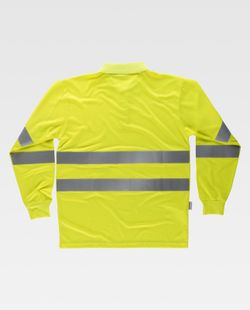 Hochsichtbares Langarm-Poloshirt mit zwei reflektierenden Bändern EN ISO 20471: 2013 Yellow AV