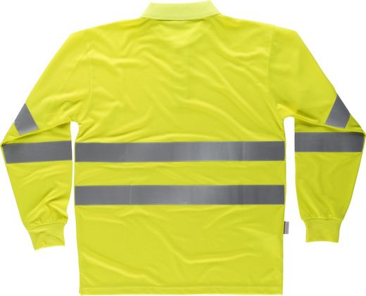 Hochsichtbares Langarm-Poloshirt mit zwei reflektierenden Bändern EN ISO 20471: 2013 Yellow AV