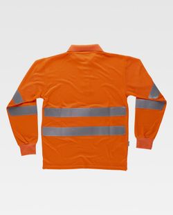 Hochsichtbares Langarm-Poloshirt mit zwei reflektierenden Bändern EN ISO 20471: 2013 Orange AV