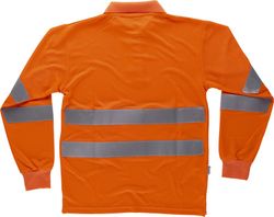 Hochsichtbares Langarm-Poloshirt mit zwei reflektierenden Bändern EN ISO 20471: 2013 Orange AV