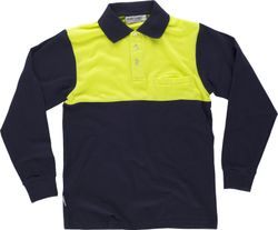 Polo manga larga con canesú combinado Marino Amarillo