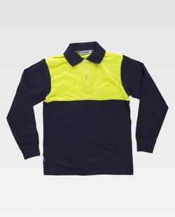 Polo manga larga con canesú combinado Marino Amarillo