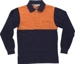 Polo manga larga con canesú combinado, un bolso de pecho Marino Naranja A.V.