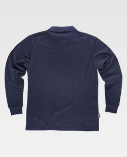 Langärmliges Poloshirt mit Brusttasche aus 100% dunkelblauer Baumwolle