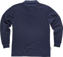 Langärmliges Poloshirt mit Brusttasche aus 100% dunkelblauer Baumwolle