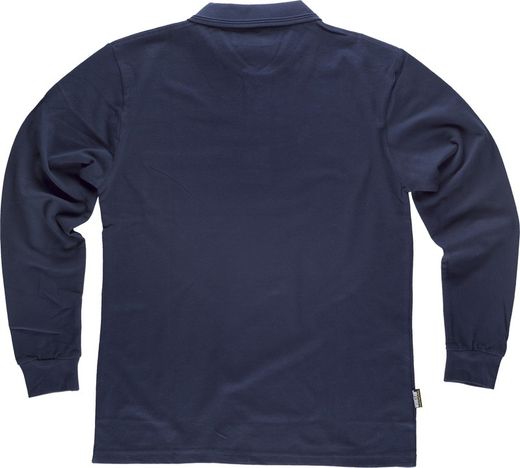 Langärmliges Poloshirt mit Brusttasche aus 100% dunkelblauer Baumwolle