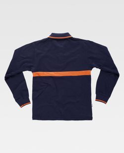 Langärmliges Poloshirt mit kontrastierendem Streifen Navy Orange AV