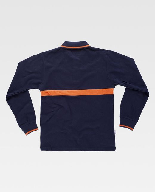 Langärmliges Poloshirt mit kontrastierendem Streifen Navy Orange AV