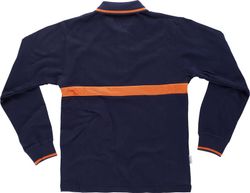 Langärmliges Poloshirt mit kontrastierendem Streifen Navy Orange AV