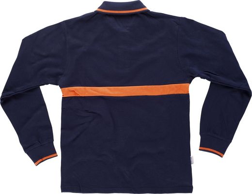 Langärmliges Poloshirt mit kontrastierendem Streifen Navy Orange AV