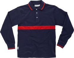 Polo manga larga con una franja Marino / Rojo