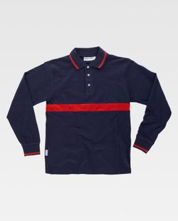 Polo manga larga con una franja Marino / Rojo