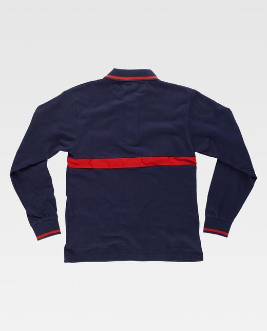 Polo manga larga con una franja Marino / Rojo