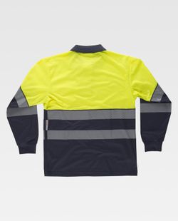 Langärmliges Poloshirt, kombiniert mit gut sichtbaren diskontinuierlichen reflektierenden Bändern EN ISO 20471 Navy Yellow AV