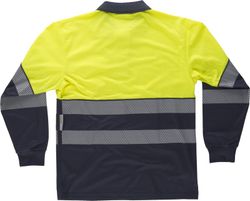 Langärmliges Poloshirt, kombiniert mit gut sichtbaren diskontinuierlichen reflektierenden Bändern EN ISO 20471 Navy Yellow AV