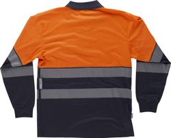 Langärmliges Poloshirt, kombinierte diskontinuierliche reflektierende Bänder mit hoher Sichtbarkeit EN ISO 20471 Navy Orange AV