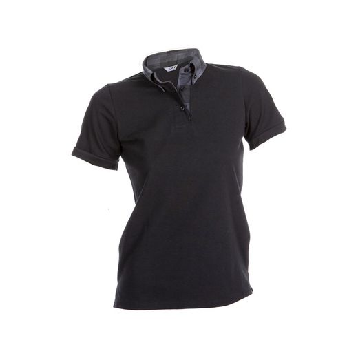 Polo Negro Mujer M/C C/Camisero