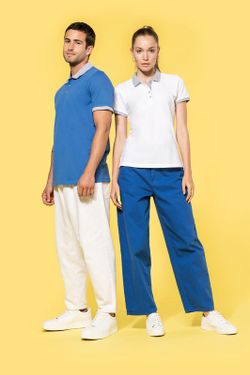 Polo in piquet bicolore da donna