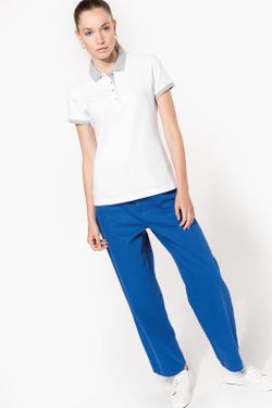 Polo in piquet bicolore da donna